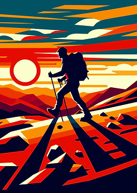 Hiking sunset Colorful