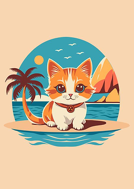 Cute Kitten On Vacation