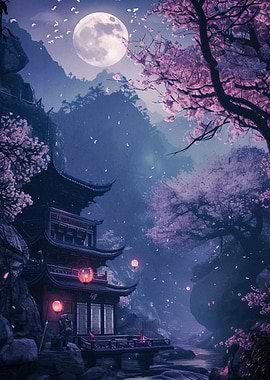 cherry blossom japan' Poster, picture, metal print, paint by