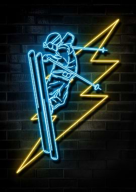 SKIING NEON SIGN ART
