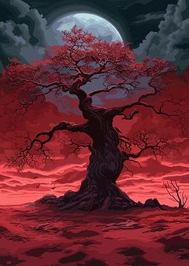 Red Moon Tree Dark