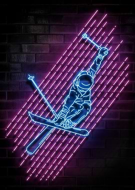 SKIING NEON SIGN ART
