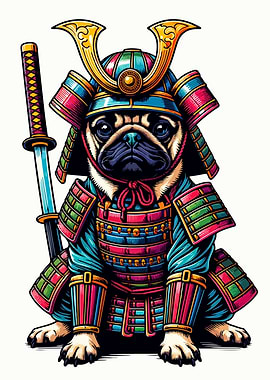 pug samurai funny