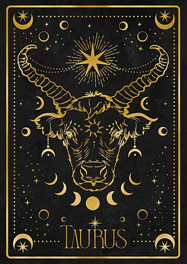golden taurus zodiac card