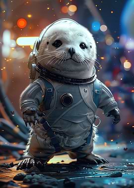 Happy Seal Space Astronaut