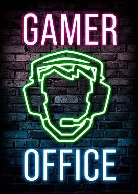 Gamer Office Neon Poster