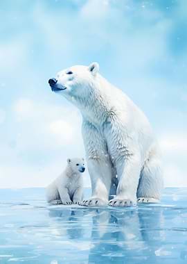 Polar bear with cub