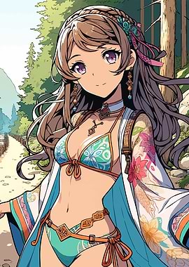 Anime Japanese Girl Hiking