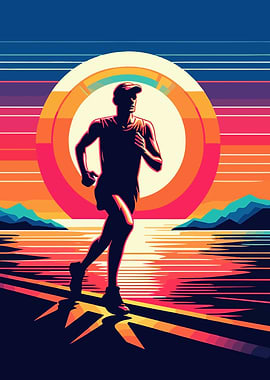 Marathon runner sunset