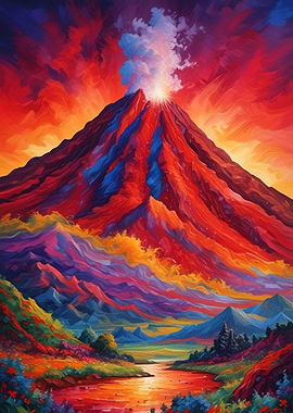 Volcano Painting