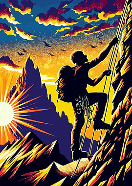 Rock climbing wpap pop art