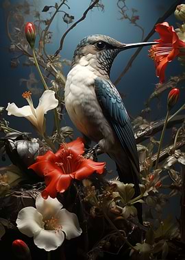 Bird and flowers