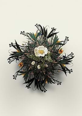 White Burnet Rose Wreath