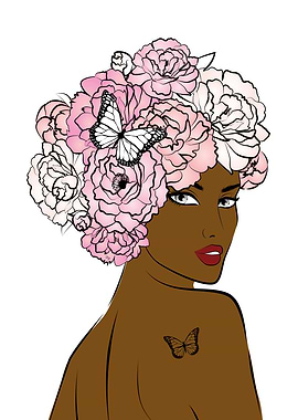 Flower Hat Lady Dark Three