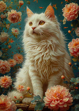 cat and flower