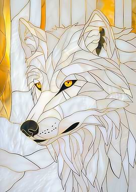 White Wolf Gold Decor