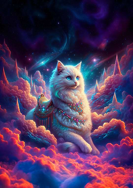 Big white cat in space