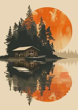 Wooden Cabin on the Lake