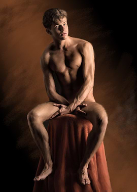 N0027 Naked man sitting