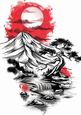 Japanese Black Red Nature