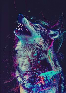 Neon Glitch wolf