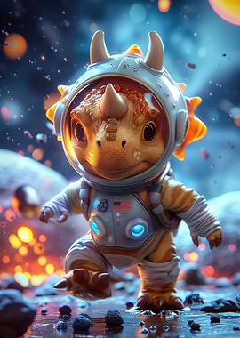 Cute Dinosaur Astronaut