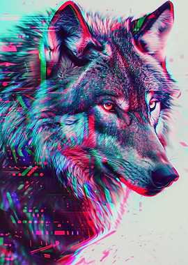 Neon Glitch wolf