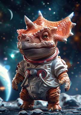 Cute Triceratops Astronaut