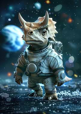 Cute Dino Space Explorer