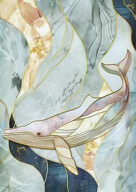 White Whale Gold Decor