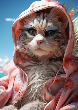 Kitten Girl Vacation Funny