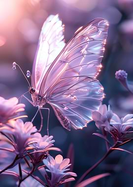 glass butterfly in pink