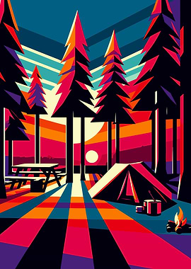 Camping sunset wpap popart