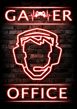 Gamer Office Neon Poster