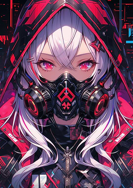 Cyberpunk Anime Girl Mask