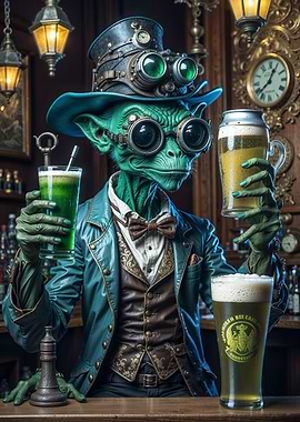 Aliens Raise Beer Glasses