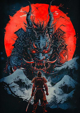 samurai moon red japanese