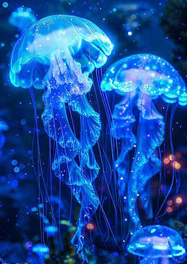 neon jellyfish glowing
