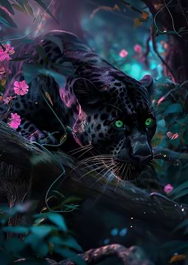 panther in magic forest