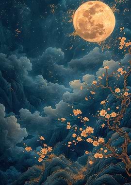 Japanese Moon Ladscape