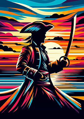 pirate sunset pop art