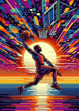 Basketball sunset pop art