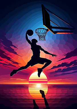 Basketball sunset pop art
