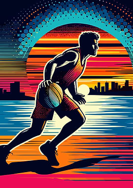 Basketball sunset pop art