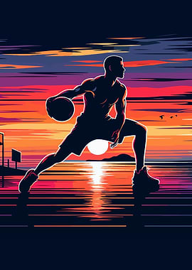 Basketball sunset pop art