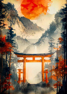 gate japanese landscape