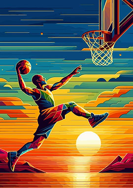 Basketball sunset pop art