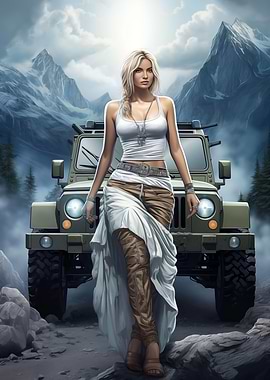 Scandinavian woman and car