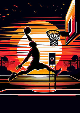 Basketball sunset pop art