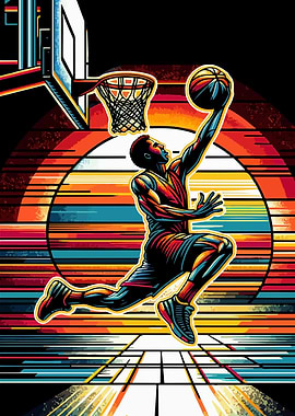 Basketball sunset pop art